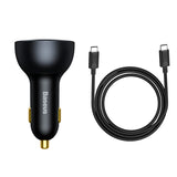 Incarcator Auto Cu Cablu USB-C Baseus Qualcomm, 160W, 3A, 1 x USB-A - 2 x USB-C, Gri TZCCZM-0