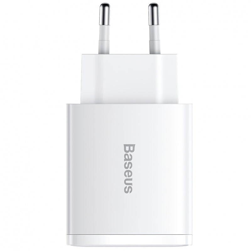 Incarcator Retea Baseus Compact, 30W, 1 x USB-C - 2 x USB-A, Alb CCXJ-E02