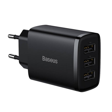 Incarcator Retea Baseus Compact 3U, 17W, 2.1A, 3 x USB-A, Negru CCXJ020101