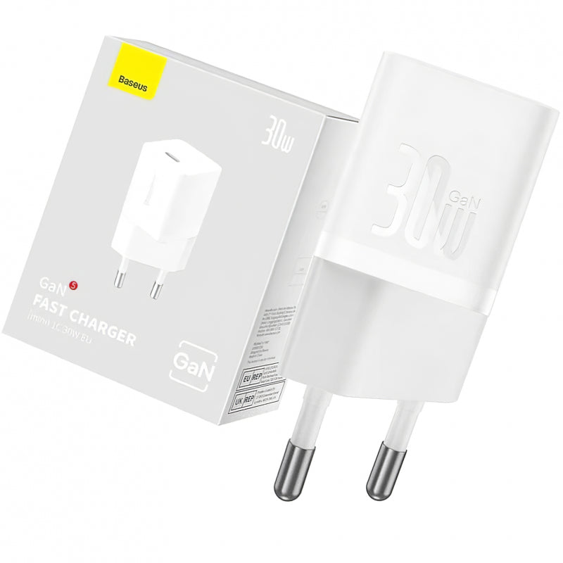 Incarcator Retea Baseus GaN Mini 1C, 30W, 3A, 1 x USB-C, Alb CCGN070502