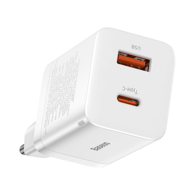 Incarcator Retea Baseus Super Si Pro, 30W, 3A, 1 x USB-A - 1 x USB-C, Alb  CCSUPP-E02