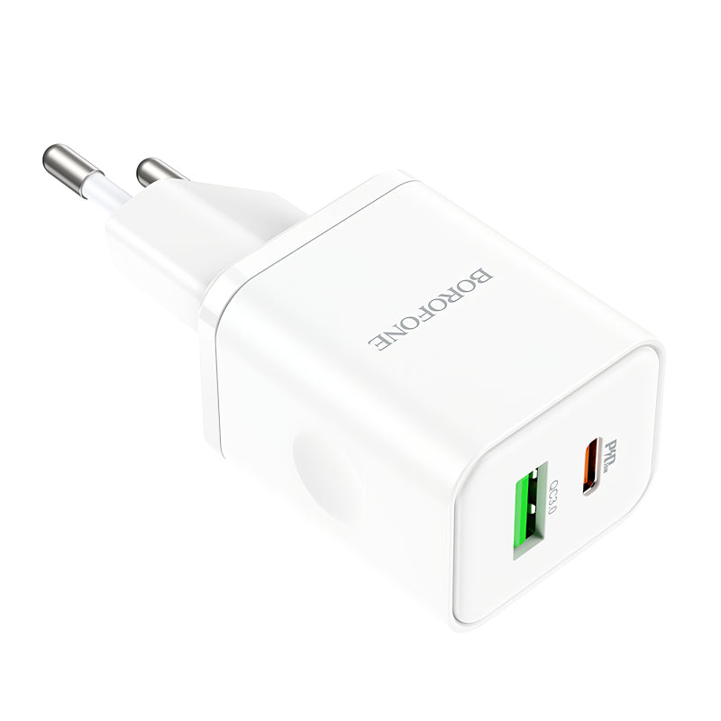 Incarcator Retea Borofone BN7, 20W, 3A, 1 x USB-A - 1 x USB-C