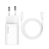 Incarcator Retea cu Cablu Lightning Baseus Super Si, 20W, 3A, 1 x USB-C, Alb TZCCSUP-B02