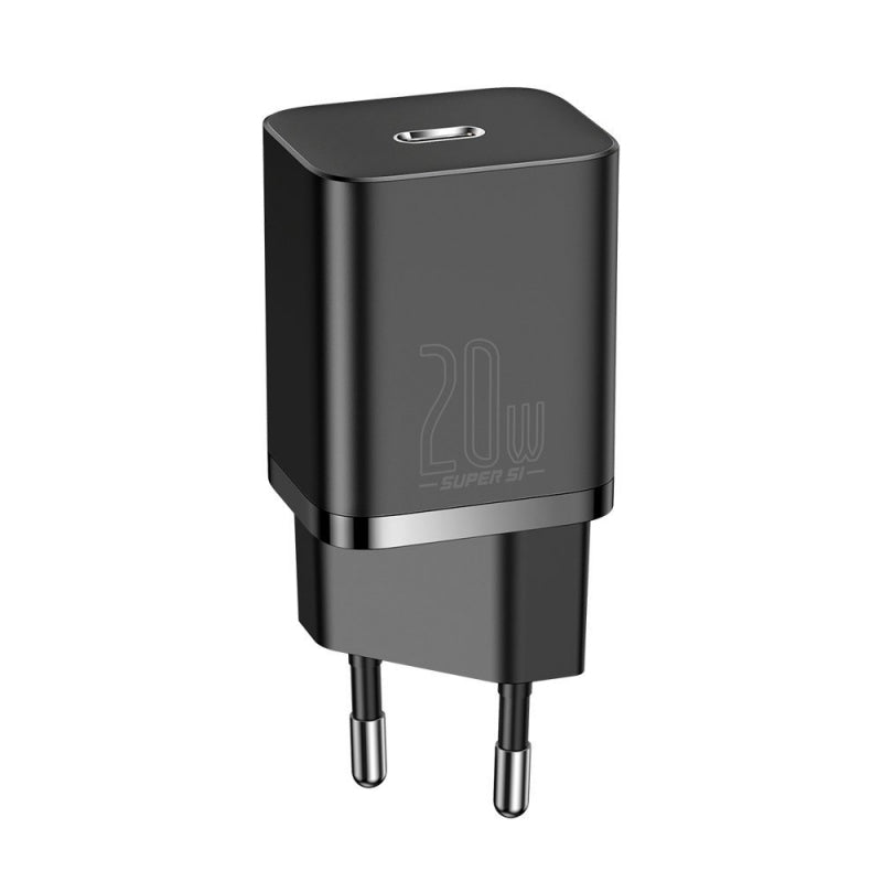 Incarcator Retea cu Cablu Lightning Baseus Super Si, 20W, 3A, 1 x USB-C, Negru TZCCSUP-B01