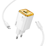 Incarcator Retea Cu Cablu USB-C HOCO N52, 20W, 3A, 1 x USB-A - 1 x USB-C