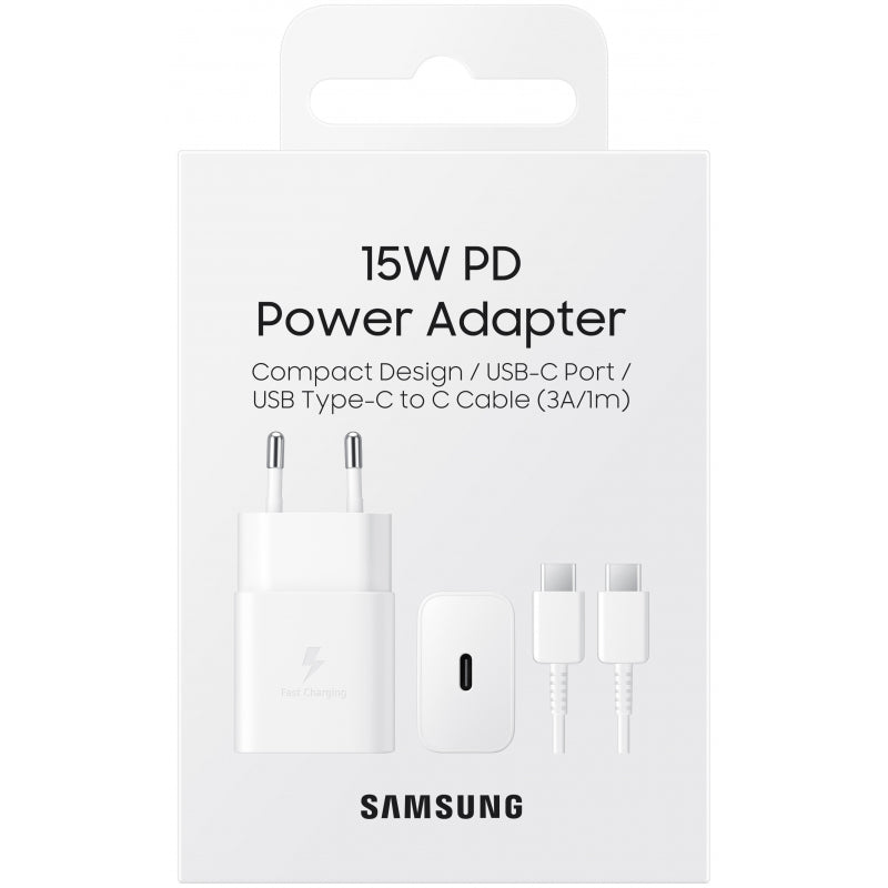 Incarcator Retea cu Cablu USB-C Samsung, 15W, 2A, 1 x USB-C, Alb EP-T1510XWEGEU