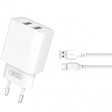 Incarcator Retea Cu Cablu microUSB XO Design CE02C, 10.5W, 2.1A, 2 x USB-