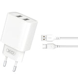 Incarcator Retea Cu Cablu microUSB XO Design CE02C, 10.5W, 2.1A, 2 x USB-