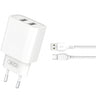 Incarcator Retea Cu Cablu microUSB XO Design CE02C, 10.5W, 2.1A, 2 x USB-