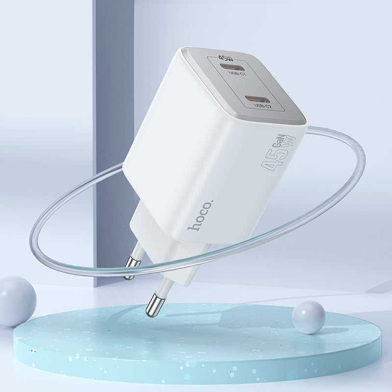 Incarcator Retea Cu Cablu Lightning HOCO N42, 45W, 3A, 2 x USB-C