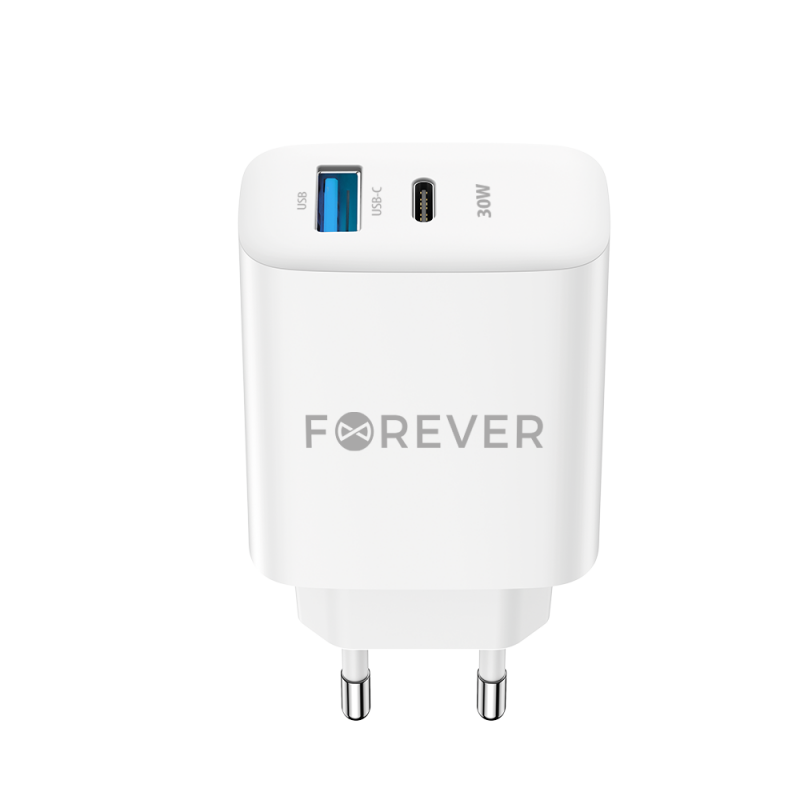 Incarcator Retea Forever TC-07-30AC, 30W, 3A, 1 x USB-A - 1 x USB-C