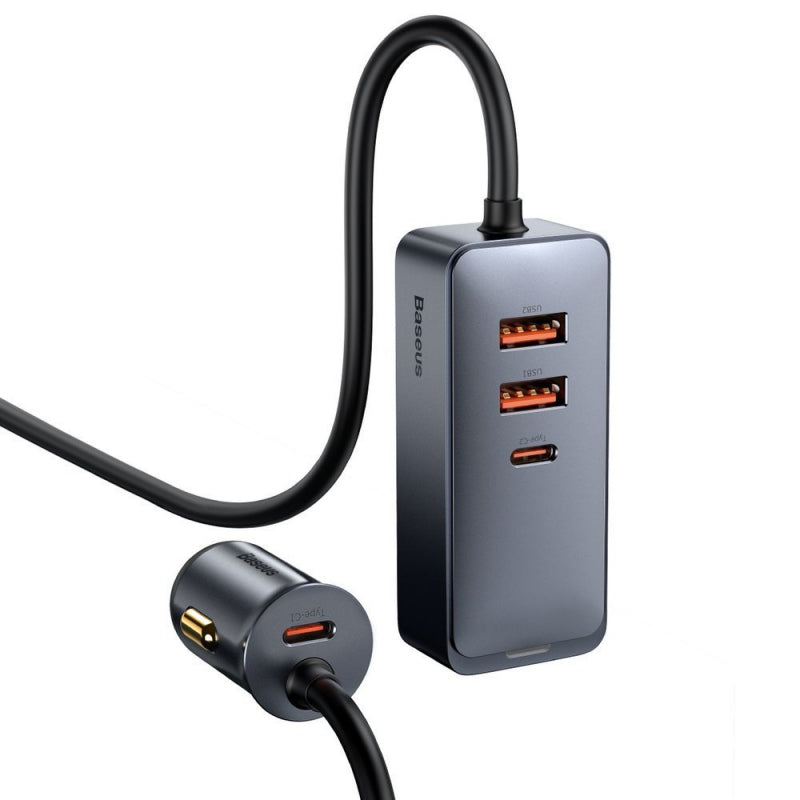 Incarcator Auto Baseus Share Together, 120W, 3A, 2 x USB-A - 2 x USB-C, Gri CCBT-A0