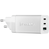 Incarcator Retea Varta GaN, 65W, 3.25A, 1 x USB-A - 2 x USB-C, Alb 57956101401