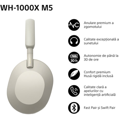 Sony WH-1000XM5P vezeték nélküli fülhallgató, Noise Cancelling, Bluetooth 5.2, Smoky Pink
