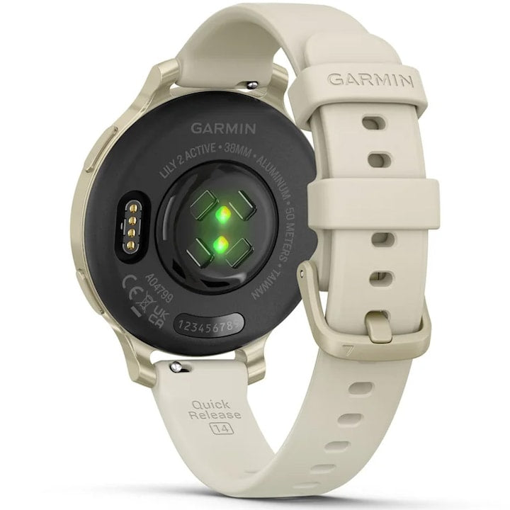 Garmin Lily 2 Active okosóra, 38mm, GPS, szilikon szíj, ezüst/lila jázmin