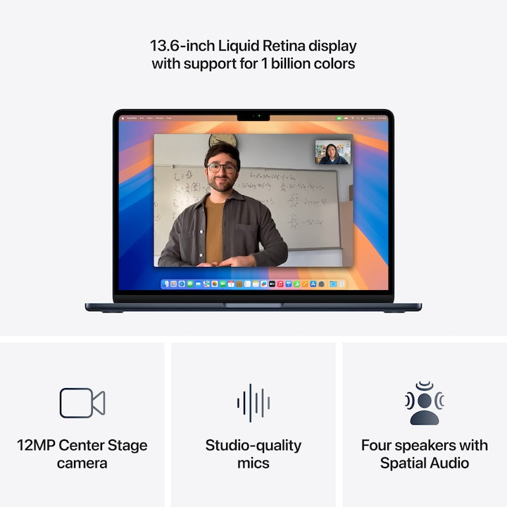 Laptop Apple MacBook Air 13", cu procesor Apple M4, 10 nuclee CPU si 10 nuclee GPU, 24GB RAM, 512GB, Tastatura DE, Midnight