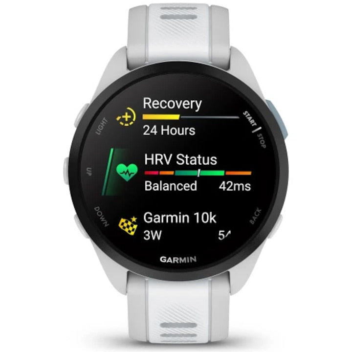 Garmin Forerunner 165, curea Silicon, Mist Grey/Whitestone - Smartwatch multisport