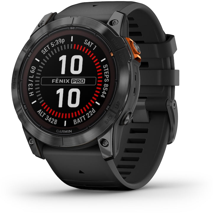 Garmin Fenix 7X Pro Solar okosóra, üveg, fekete szíj, palaszürke