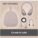 Sony WH-1000XM5P vezeték nélküli fülhallgató, Noise Cancelling, Bluetooth 5.2, Smoky Pink