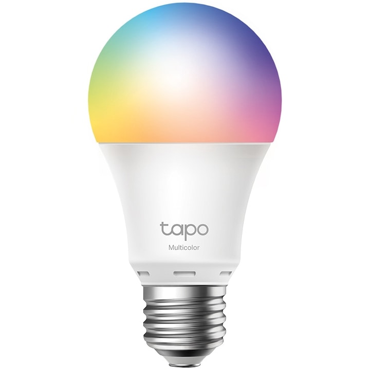 Bec LED RGB inteligent TP-Link Tapo L530E, Wi-Fi, E27, 8.7W (60W), 806 lm, lumina colorata, control vocal