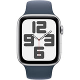 Apple Watch SE (2023), GPS, Carcasa Silver Aluminium 44mm, Storm Blue Sport Band - S/M