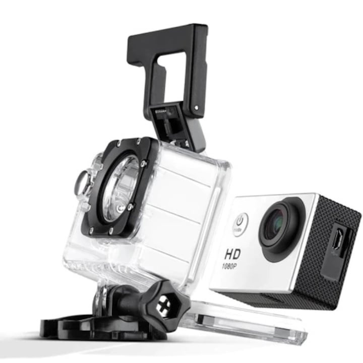 Vízálló sportkamera, 32 GB, LCD, 30 FPS, HD 1080P, 12MP, 2 hüvelyk, 90 perc üzemidő