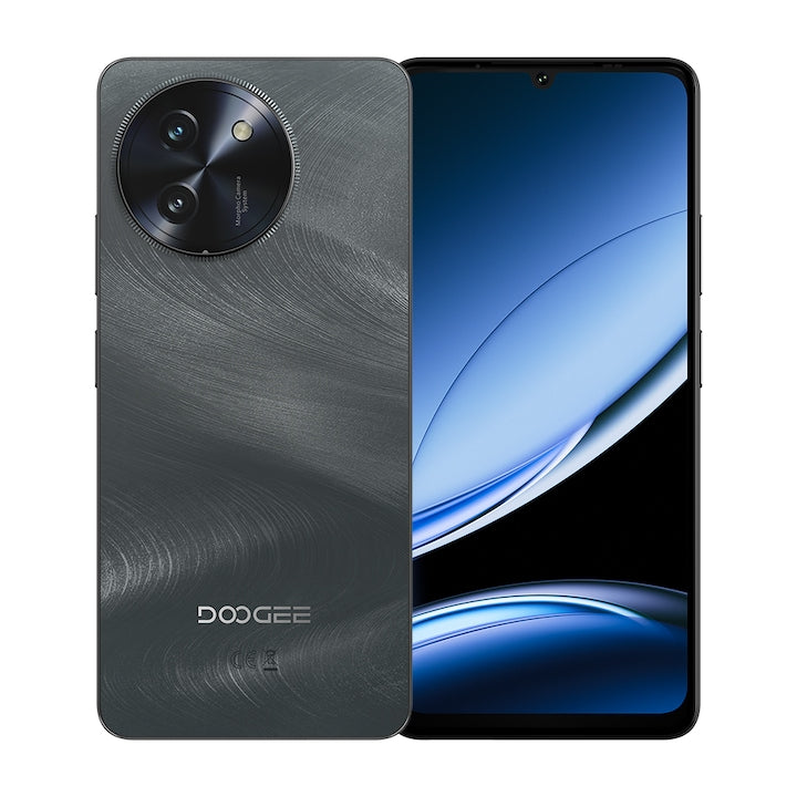 Telefon mobil Doogee Note 59 Pro Plus, Dual SIM, 5G, Octa-Core T8200, Slim 8.6mm, 512GB, 36GB RAM (12GB + 24GB ext), 6.75-inch 120Hz, 50MP AI, 6250mAh, NFC, Android 15, Black