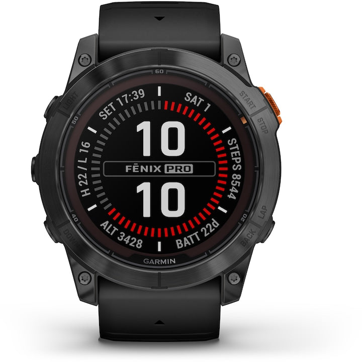 Garmin Fenix 7X Pro Solar okosóra, üveg, fekete szíj, palaszürke
