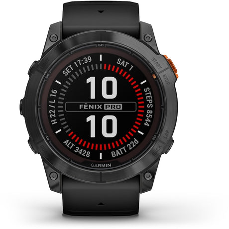 Garmin Fenix 7X Pro Solar okosóra, üveg, fekete szíj, palaszürke
