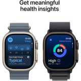 Apple Watch Ultra 3, GPS, Cellular, természetes titánium tok, 49 mm, kék/világoskék Trail Loop - M/L