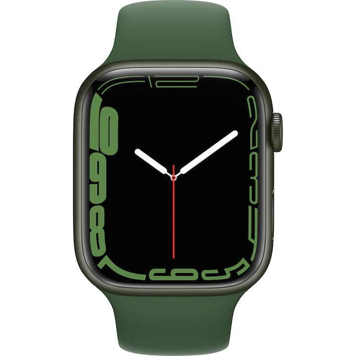 Használt okosóra - Apple Watch Series 7 GPS, 45 mm, Zöld alumíniumtok, Clover Sport Band - akkumlátor állapot: 92%