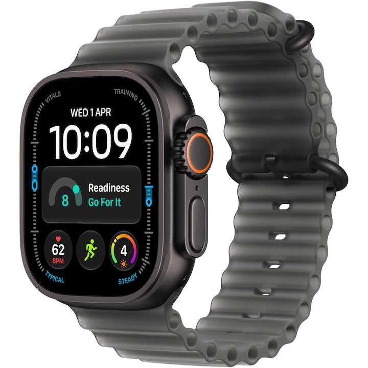 Smartwatch Apple Watch Ultra 4, GPS, Cellular, Carcasa Black Titanium 49mm, Translucent Black Ocean Band