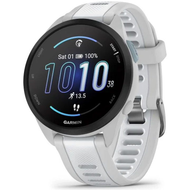 Garmin Forerunner 165, curea Silicon, Mist Grey/Whitestone - Smartwatch multisport
