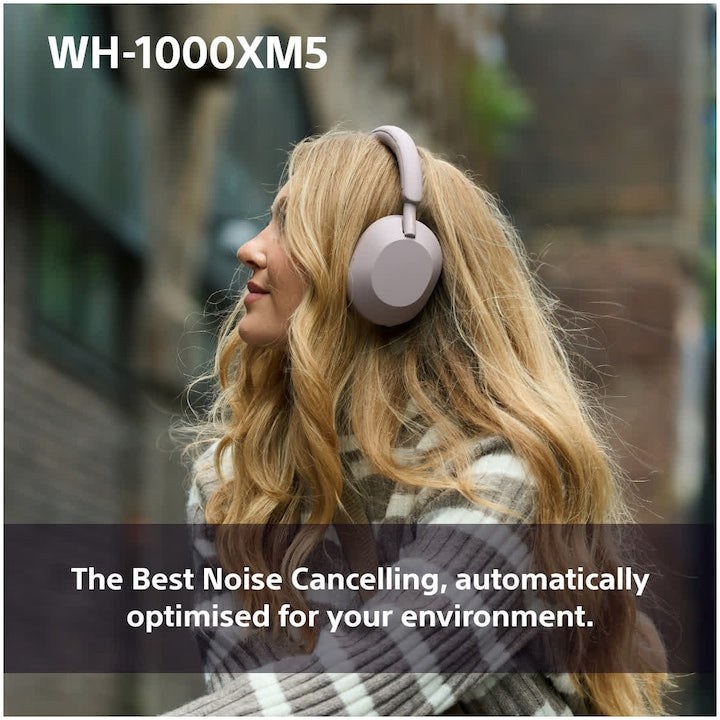 Sony WH-1000XM5P vezeték nélküli fülhallgató, Noise Cancelling, Bluetooth 5.2, Smoky Pink