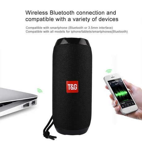 T&G TG117 Hordozható hangszóró, Bluetooth, Fekete