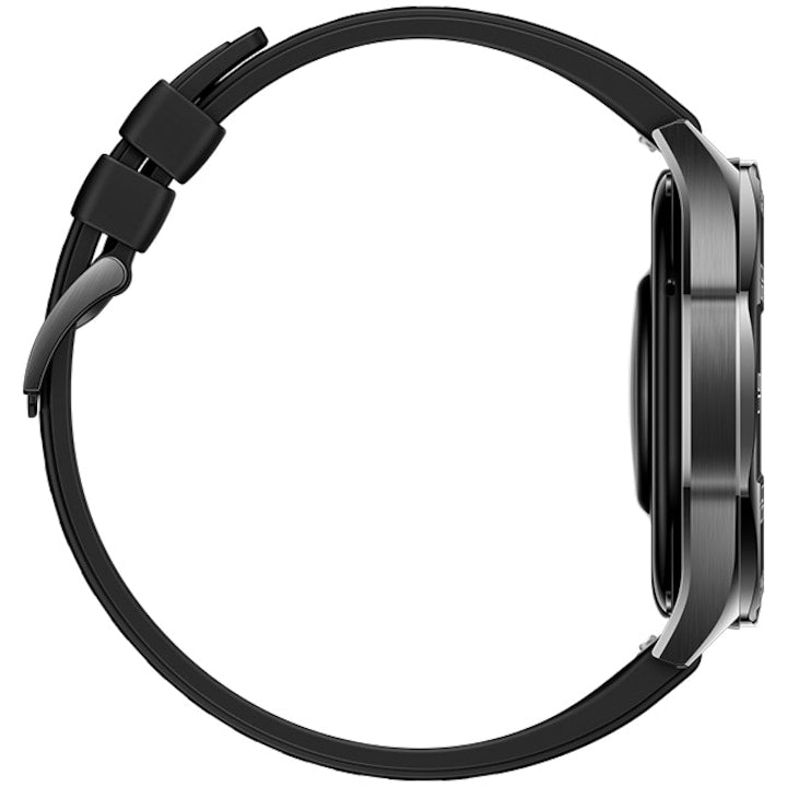 Huawei Watch GT 5, 46MM, Rozsdamentes acéltok, Deep Tarnish, Fekete Fluoroelasztomer szíj