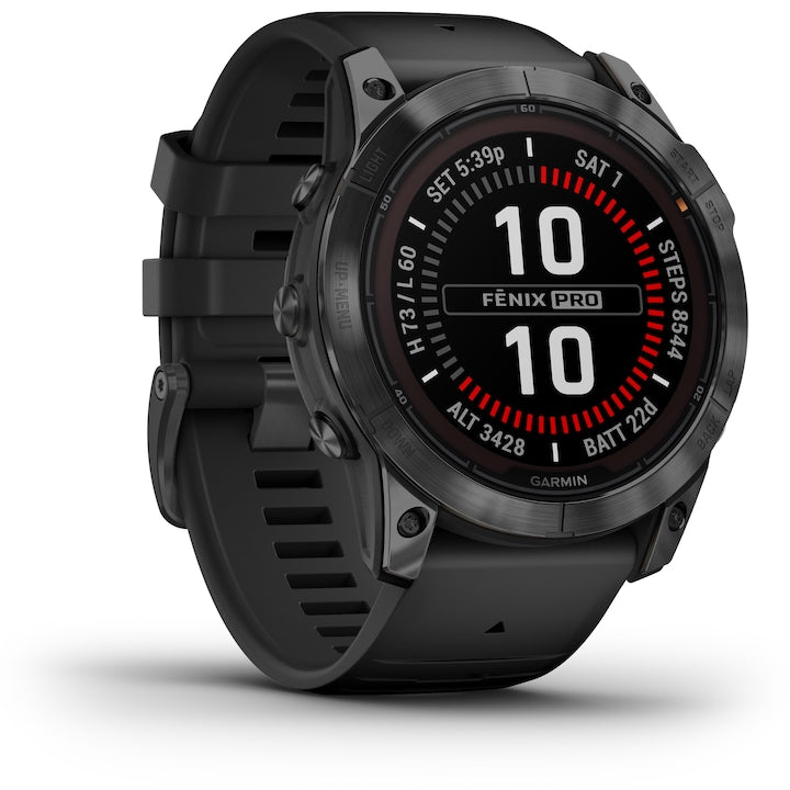 Garmin Fenix 7X Pro Solar okosóra, üveg, fekete szíj, palaszürke