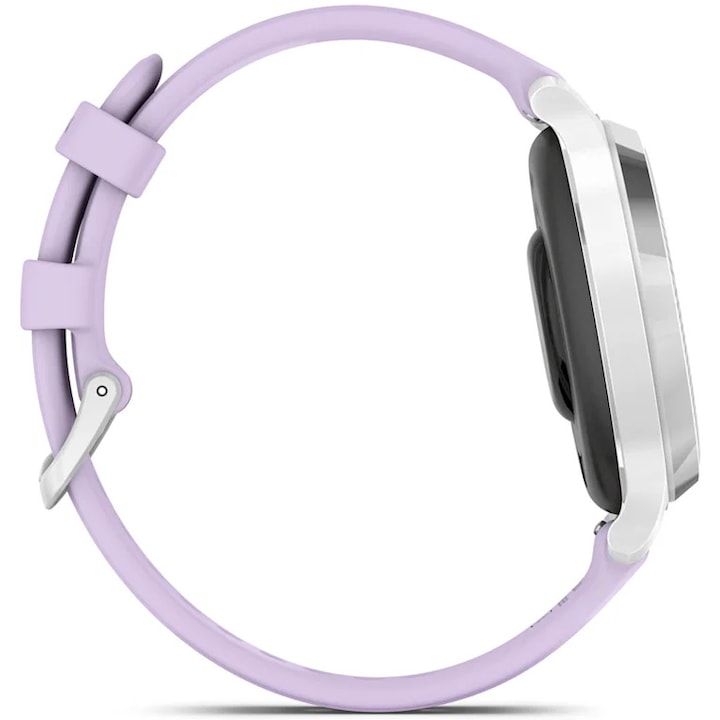 Garmin Lily 2 Active okosóra, 38mm, GPS, szilikon szíj, ezüst/lila jázmin