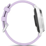 Garmin Lily 2 Active okosóra, 38mm, GPS, szilikon szíj, ezüst/lila jázmin