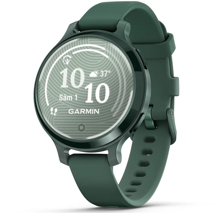 Garmin Lily 2 Active okosóra, 38mm, GPS, szilikon szíj, ezüst/lila jázmin