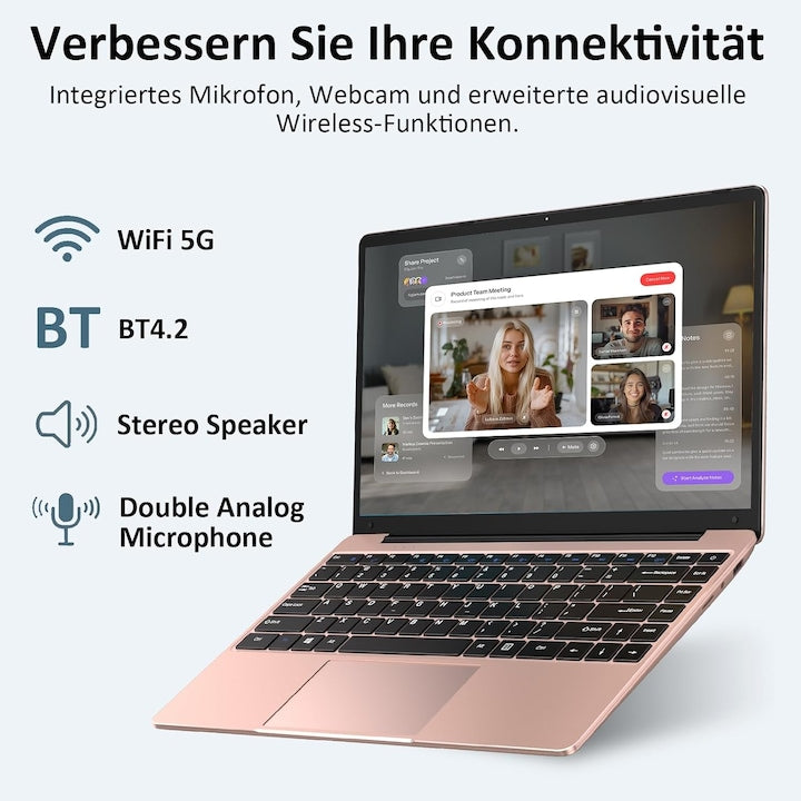 Bvate Laptop Computer 14", 6GB+256GB SSD N4020 (pana la 2.8Ghz) Win 11 Laptops 1920x1080 FHD Dual WiFi BT 4.2