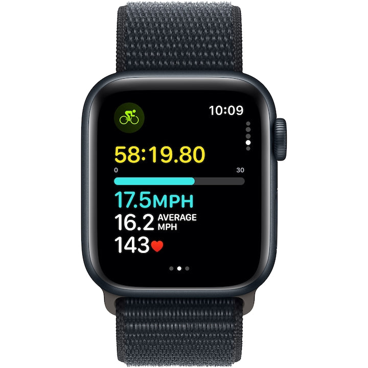 Apple Watch SE (2023), GPS, Midnight Aluminiumtok, 40mm, Midnight Sport Loop