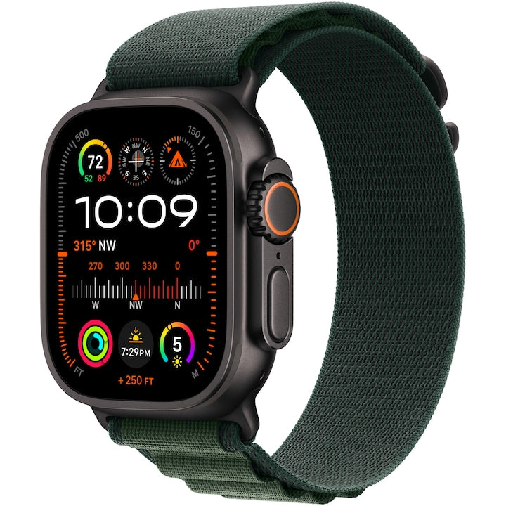 Apple Watch Ultra 2, GPS, Cellular, Titaniumtok 49mm, Olive Alpine Loop - Medium