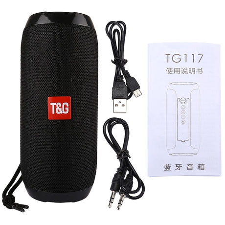 T&G TG117 Hordozható hangszóró, Bluetooth, Fekete