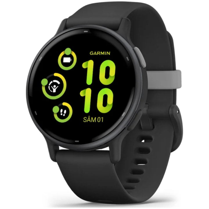 Garmin vivoactive 5 okosóra, GPS, 42 mm, Szilikon szíj, Slate/Fekete