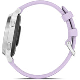Garmin Lily 2 Active okosóra, 38mm, GPS, szilikon szíj, ezüst/lila jázmin