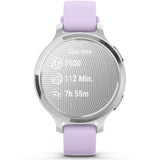 Garmin Lily 2 Active okosóra, 38mm, GPS, szilikon szíj, ezüst/lila jázmin