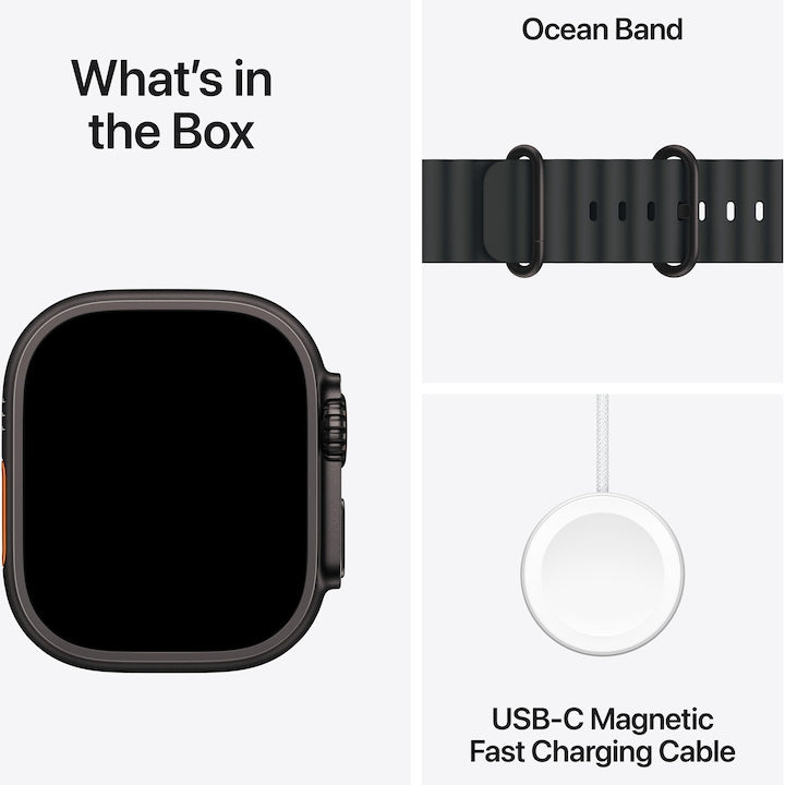 Apple Watch Ultra 3, GPS, Cellular, Carcasa Black Titanium 49mm, Black Ocean Band