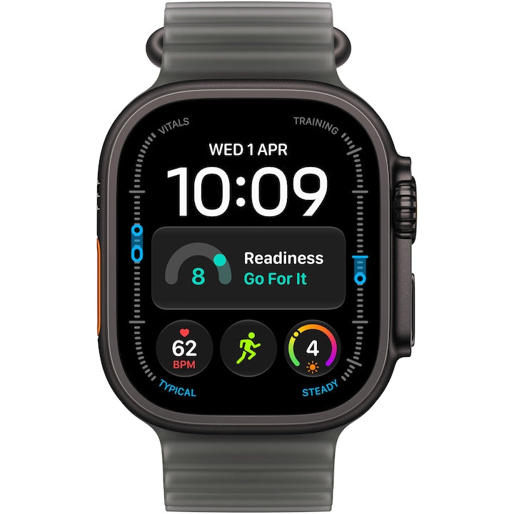 Smartwatch Apple Watch Ultra 4, GPS, Cellular, Carcasa Black Titanium 49mm, Translucent Black Ocean Band