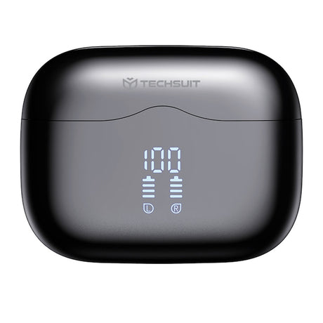 Techsuit®️ VelarX One vezeték nélküli fülhallgató aktív zajszűréssel, Bluetooth 5.4-gyel, erőteljes hangzással, 13 mm-es audiomeghajtóval és 4 mikrofonos rendszerrel a tiszta hívásokhoz (ENC) – Akár 26 órás akkumulátor-üzemidő. Univerzális 